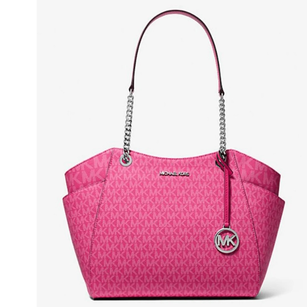 MK Jet Set Large Travel Signature Logo Shoulder Bag Dragonfruit  multicolor NWT.
